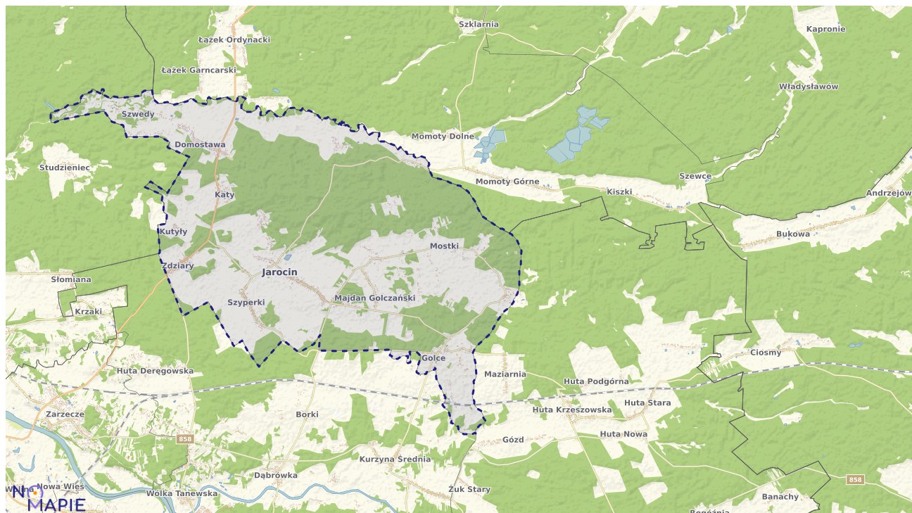 Mapa obszarów ochrony przyrody Jarocina