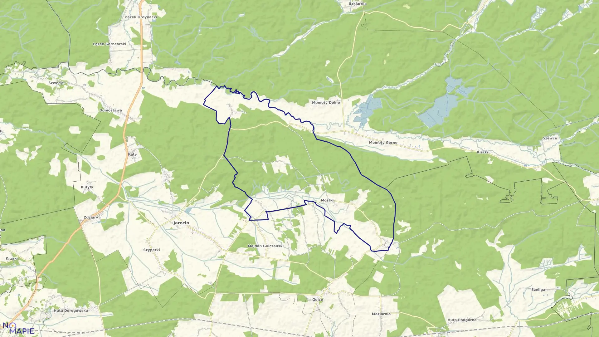 Mapa obrębu Mostki w gminie Jarocin