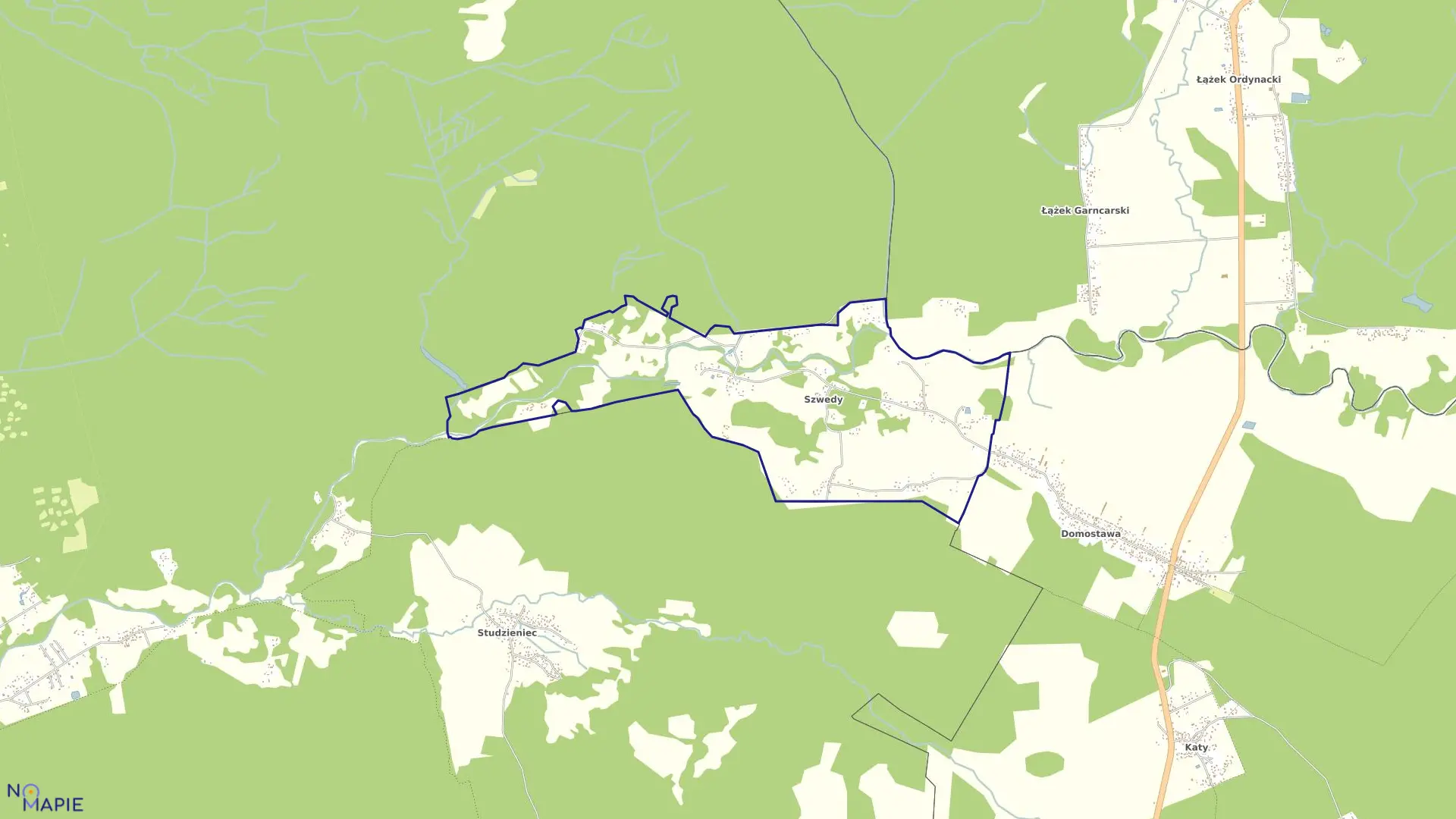 Mapa obrębu Szwedy w gminie Jarocin